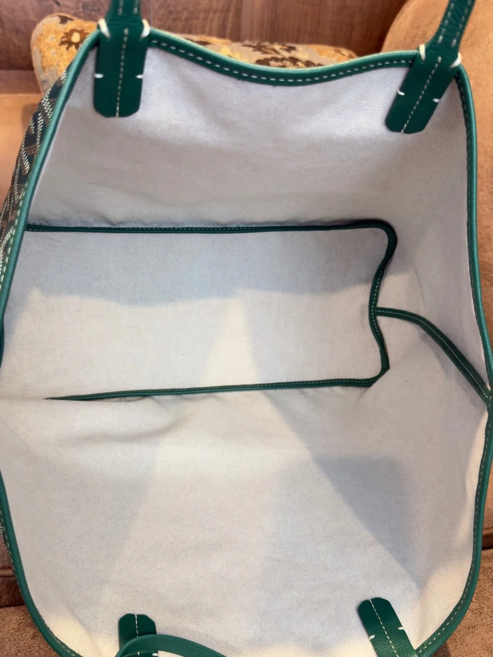 Goyard Green Patterned St. Louis Tote with Matching Pouch Size pm